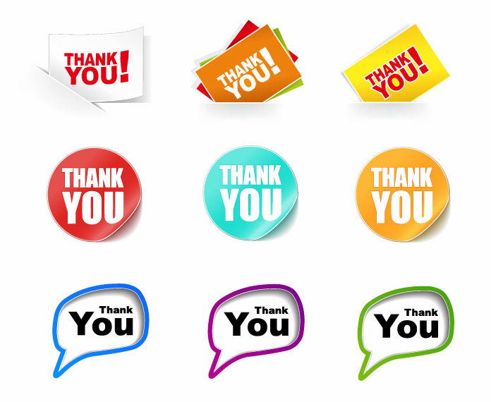 free vector Thank You Stickers Vector Collection